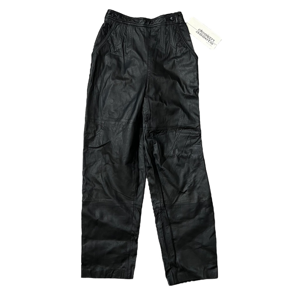 Vintage Design Assets black leather pants size 10 motorcycle moto